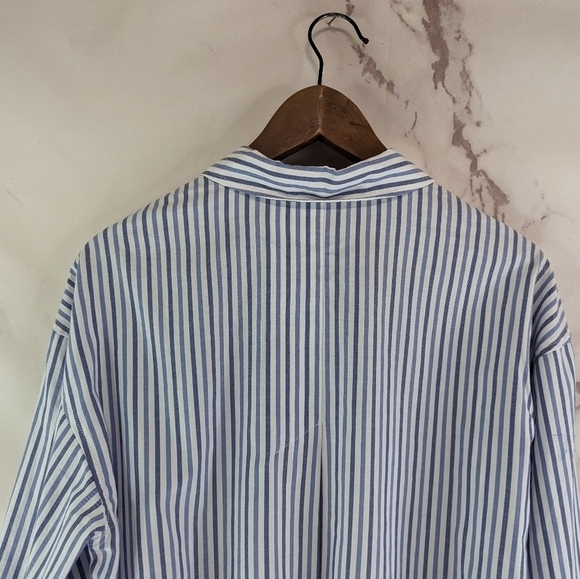 Everlane Shirt Women PJ Blue Button Up Woven Pajama Top Silky Cotton Crop - Picture 7 of 11